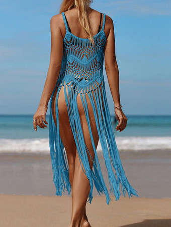 女性のためのカバーアップホワイトカットアウトストラップネックノースリーブレイヤードアクリル夏ビーチ水着