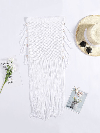 女性のためのカバーアップブラックフリンジストレッチアクリル夏セクシーな水着