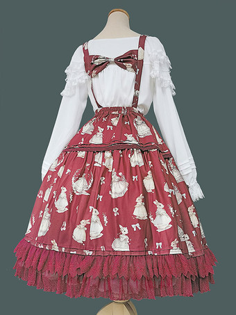 バーガンディーインファンタ ロリータ SK ライト アプリコット リボン ロリータ スカート