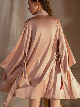 パジャマ パジャマ シャンパンカラー レース 1個 長袖 シルク調 ランジェリー