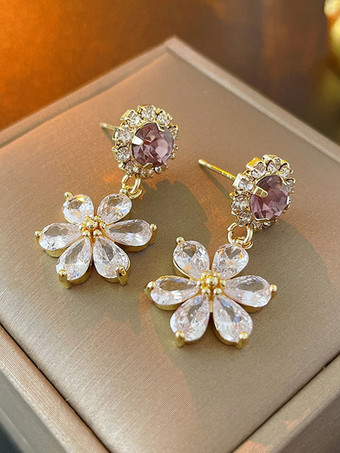 ゴールド ブライダル イヤリング ラインストーン ガールズ ラインストーン ピアス ブライダル ジュエリー