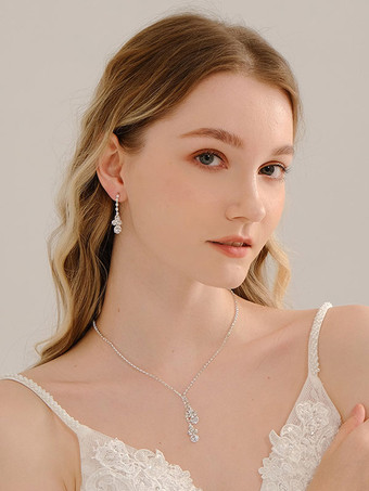 結婚式のためのジュエリーセット美しい金属ラインストーン層状アクセサリー花嫁のための