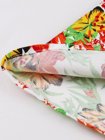 女性のための赤花柄コットン膝丈高層ウエスト秋と冬の女性ボトムス