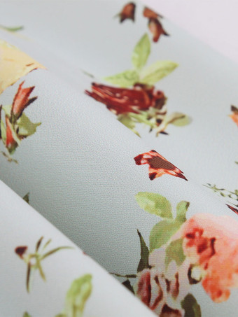 Jupe Femmes Bleu Ciel Clair Boutons Imprimé Fleuri Longueur Au Genou Taille Haute