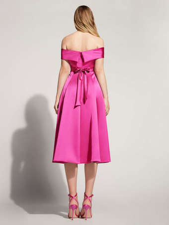 ホームカミングドレス ティーレングス Aライン バトーネック パーティードレス 無料カスタマイズ