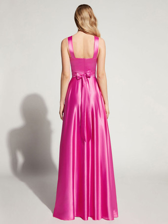 イブニングドレス A ライン 恋人ネック マキシレングス ノースリーブ ジッパー サッシュ 弾性シルクのようなサテン 社交パーティードレス 無料カスタマイズ