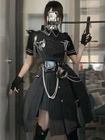 スチームパンク ロリータ アクセサリー ブラック グロメット チェーン サッシュ PU レザー その他