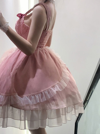 ロリータドレス ポリエステル ノースリーブ スウィート ジャンパードレス