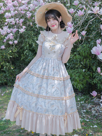 甘いロリータ ドレス ポリエステル ノースリーブ ジャンパー ロリータ ドレス