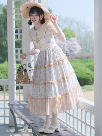 甘いロリータ ドレス ポリエステル ノースリーブ ジャンパー ロリータ ドレス