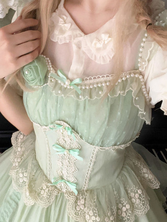 ロリータドレス ポリエステル スウィート ノースリーブ ジャンパードレス