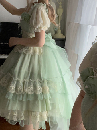 ロリータドレス ポリエステル スウィート ノースリーブ ジャンパードレス