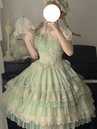 ロリータドレス ポリエステル スウィート ノースリーブ ジャンパードレス