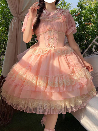 ロリータドレス ポリエステル スウィート ノースリーブ ジャンパードレス