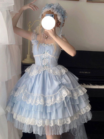 ロリータドレス ポリエステル スウィート ノースリーブ ジャンパードレス