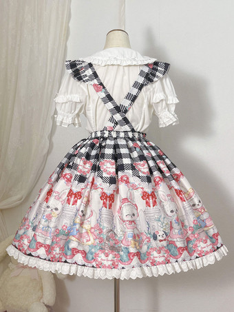 甘いロリータ SK フリル ブラック チェック柄ロリータ スカート