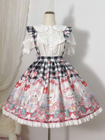 甘いロリータ SK フリル ブラック チェック柄ロリータ スカート
