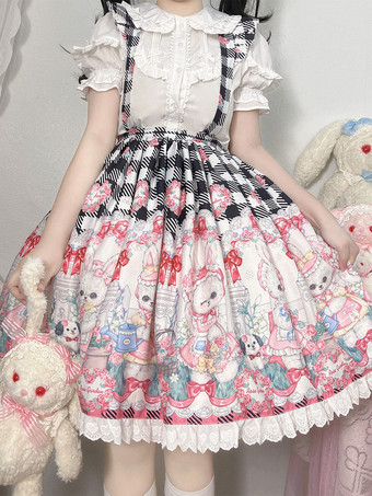 ブラック 甘いロリータ SK フリル ブラック チェック柄ロリータ スカート