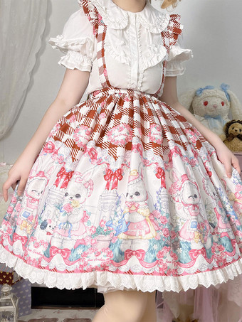 レッド 甘いロリータ SK フリル ブラック チェック柄ロリータ スカート