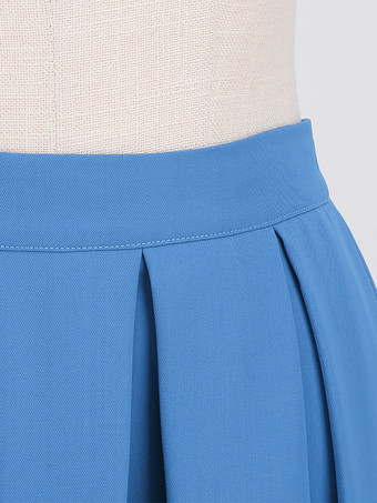 女性用スカート ダークネイビー プリーツ ウエスト上げ レイヤード レディース ボトムス