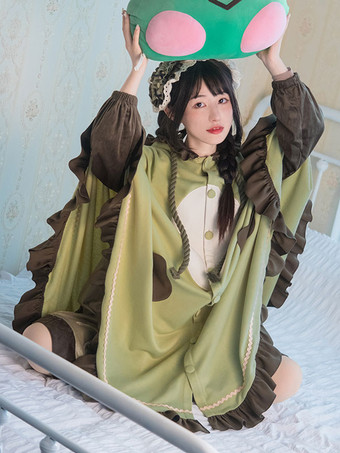 Sweet Lolita Poncho Verde Poliéster Volantes Summer Lolita Outwears