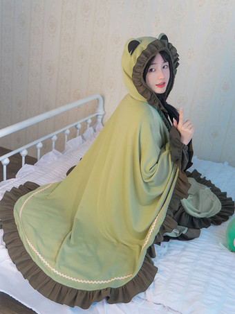 Sweet Lolita Poncho Verde Poliéster Volantes Summer Lolita Outwears
