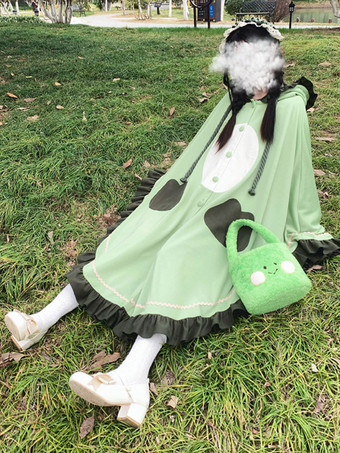 Sweet Lolita Poncho Verde Poliéster Volantes Summer Lolita Outwears