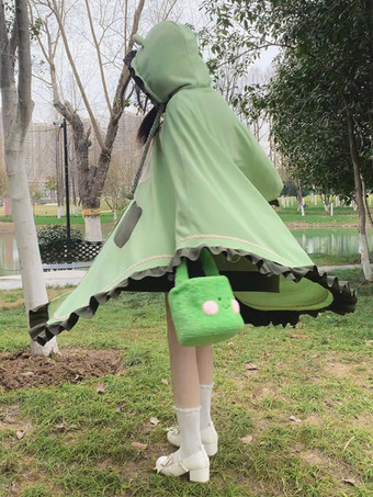 Sweet Lolita Poncho Verde Poliéster Volantes Summer Lolita Outwears