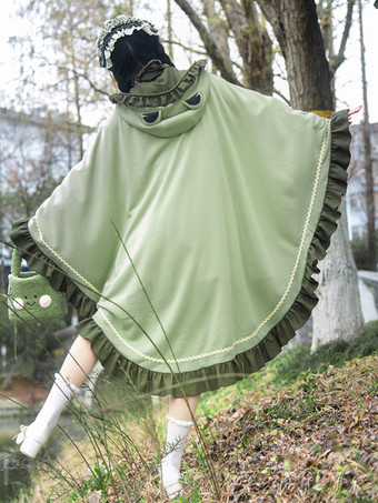 Sweet Lolita Poncho Verde Poliéster Volantes Summer Lolita Outwears
