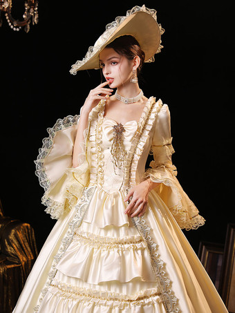 シャンパン レトロ コスチューム ポリエステル ドレス 女性用 マリー アントワネット コスチューム レトロ 仮面舞踏会 ボールガウン