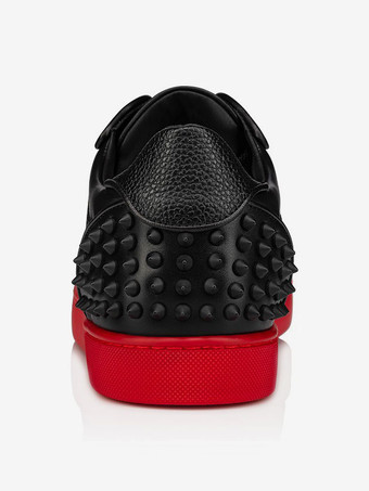 Zapatillas de deporte negras para hombre Zapatos con cordones y remaches de retales con punta redonda