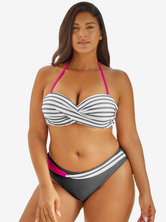 グレイビキニ水着女性のためのブループリーツストレッチローライズウエスト夏のセクシーな水着