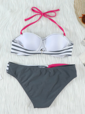 ビキニ水着女性のためのブループリーツストレッチローライズウエスト夏のセクシーな水着