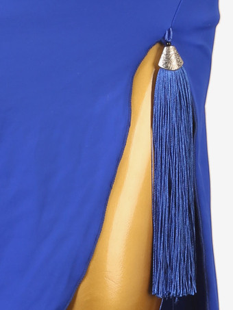 ラテンダンス衣装ロイヤルブルー女性のセクシーなライクラスパンデックスドレスダンスウェア