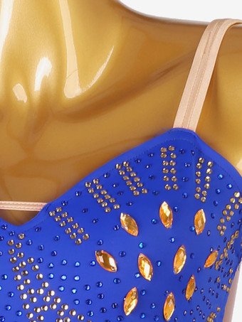 ラテンダンス衣装ロイヤルブルー女性のセクシーなライクラスパンデックスドレスダンスウェア