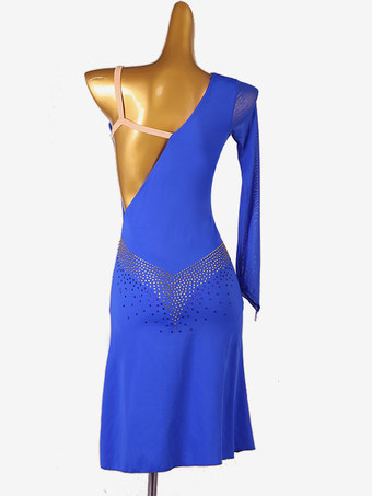 ラテンダンス衣装ロイヤルブルー女性のセクシーなライクラスパンデックスドレスダンスウェア