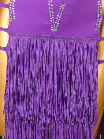 ラテンダンスドレス バイオレット 女性用 ライクラスパンデックス ドレス ダンス衣装