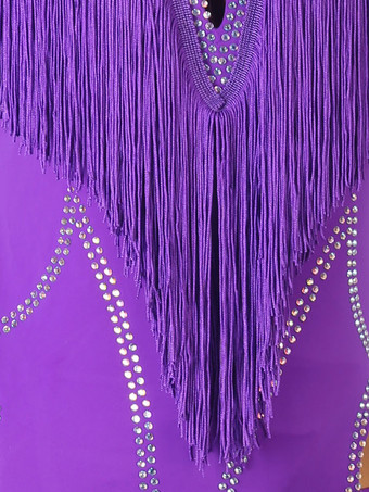 ラテンダンスドレス バイオレット 女性用 ライクラスパンデックス ドレス ダンス衣装