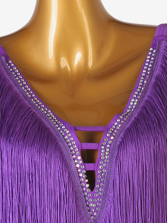 ラテンダンスドレス バイオレット 女性用 ライクラスパンデックス ドレス ダンス衣装