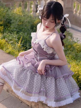 スイートロリータドレスポリエステルノースリーブスイートジャンパードレス