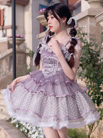 スイートロリータドレスポリエステルノースリーブスイートジャンパードレス