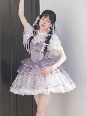 スイートロリータドレスポリエステルノースリーブスイートジャンパードレス