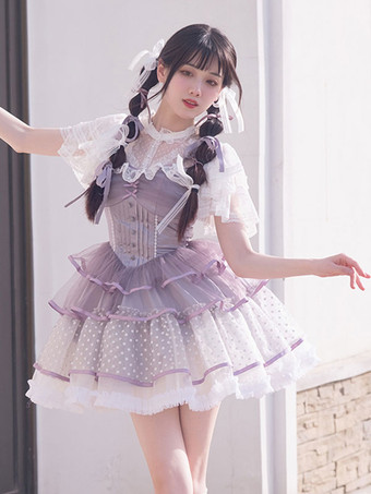 スイートロリータドレスポリエステルノースリーブスイートジャンパードレス