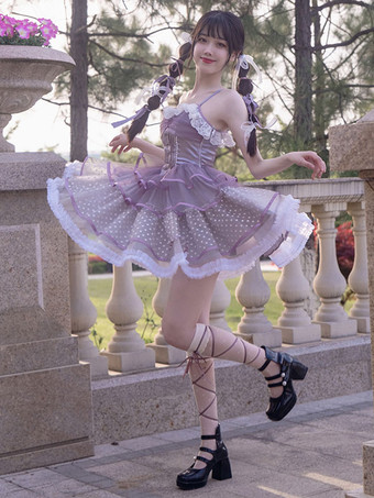 スイートロリータドレスポリエステルノースリーブスイートジャンパードレス