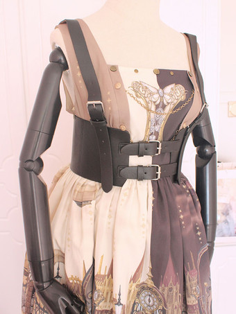 ブラック ゴスロリアクセサリー ブラック ハトメ PUレザー その他