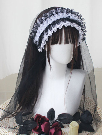 ブラック ゴスロリアクセサリー ホワイトフリル ポリエステルアクセサリー レース その他