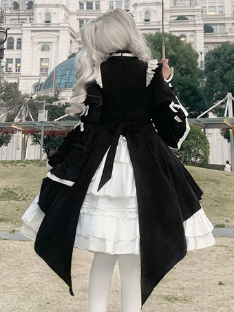 ゴスロリ ドレス フリル レースアップ ブラック