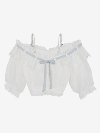 アカデミックロリータ衣装ライトスカイブルーフリルレース半袖トップスカート