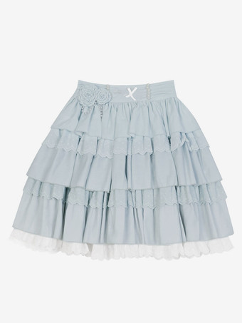 アカデミックロリータ衣装ライトスカイブルーフリルレース半袖トップスカート