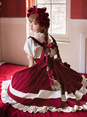 スイート ロリータ ドレス ポリエステル ノースリーブ スイート ジャンパー ロリータ ドレス